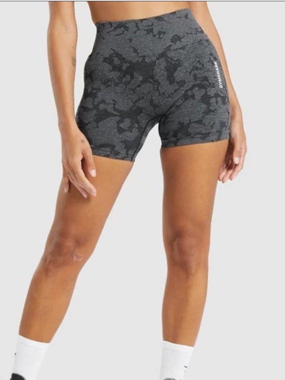 Gymshark Dark Gray Camouflage High-Waist Bike Shorts